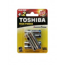 Батарейки TOSHIBA LR03GCP BP6 щелочн. (alkaline)  AAA 1,5V High Power (6шт)
